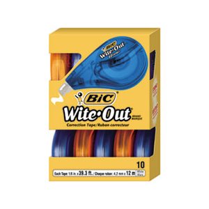 CORRECTION TAPE, Wite-Out, EZ Correct, Non-Refillable, .167" x 472", 10 / Box