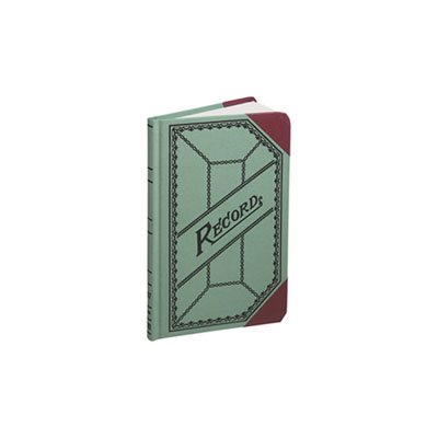 ACCOUNT BOOK, Miniature, Green / Red Canvas Cover, 200 Pages, 9.5" x 6"