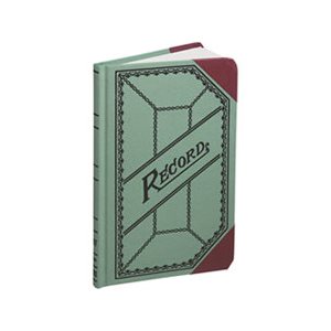 ACCOUNT BOOK, Miniature, Green / Red Canvas Cover, 200 Pages, 9.5" x 6"