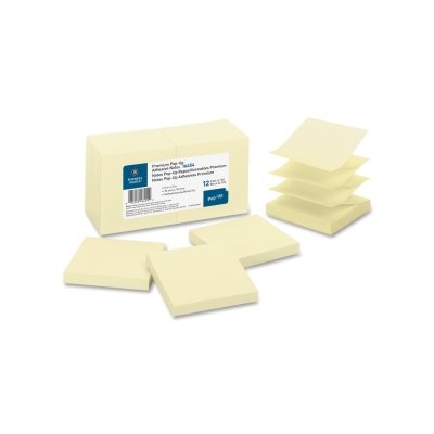 NOTE REFILL, 3" X 3", PLAIN, YELLOW, ADHESIVE, POP-UP, 12 / PK