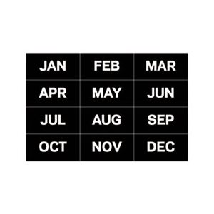 ACCESSORIES, MAGNETIC BOARD, Months Of The Year, Black / White, 2" x 1"