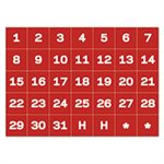 ACCESSORIES, MAGNETIC BOARD, Calendar Dates, Red / White, 1" x 1"