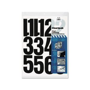 Vinyl Numbers, Self Adhesive, Press-On, Black, 4"h, 23 / Pk