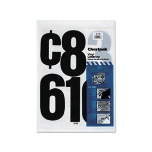 Vinyl Numbers, Self Adhesive,  Press-On, Black, 6"h, 21 / Pk