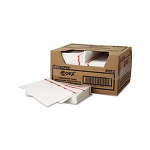 TOWELS, Food Service, 13" x 21", Cotton, White / Red, 150 / Carton