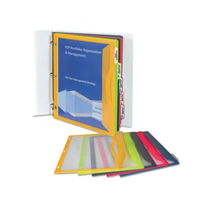 POCKET, BINDER, WITH WRITE-ON INDEX TABS, 9.6875" x 11.1875", ASSORTED, 5 / SET