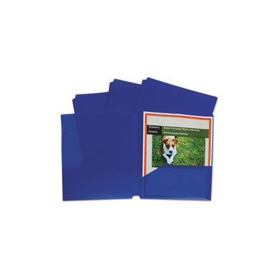 FOLDER, PORTFOLIO, TWO-POCKET, HEAVYWEIGHT, POLY, 3-HOLE PUNCH, LETTER, BLUE, 25 / BOX