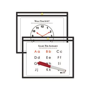 POCKETS, REUSABLE, DRY ERASE,  9" x 12", BLACK