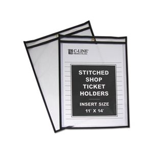 HOLDERS, SHOP TICKET, STITCHED, BOTH SIDES CLEAR, 75", 11" x 14", 25 / BOX