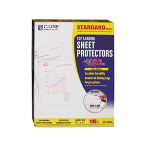 SHEET PROTECTORS, Standard Weight, Polypropylene, Non-Glare, 2", 11" x 8.5", 100 / BOX