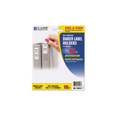 HOLDERS, LABEL, Self-Adhesive, Ring Binder, Top Load, .75" x 2.5", Clear, 12 / Pack