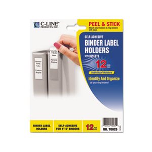 HOLDERS, LABEL, Self-Adhesive, Ring Binder, Top Load, 1.75" x 3.25", Clear, 12 / Pack