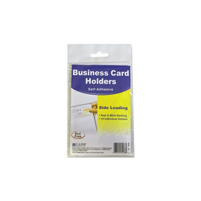 HOLDERS, BUSINESS CARD, Self-Adhesive, Side Load, 3.5" x 2", Clear, 10 / Pack