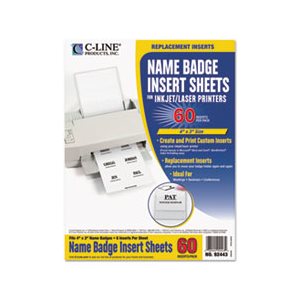 NAME BADGE INSERTS, 4" x 3", White, 60 / Pack