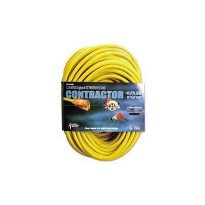 EXTENSION CORD, CCI, VINYL, OUTDOOR, 100', 15 Amp, Yellow