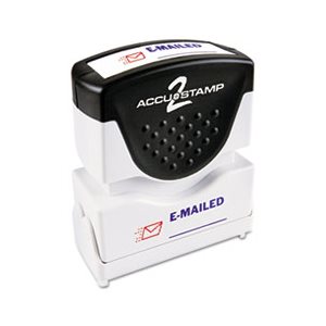 STAMP, Pre-Inked, Shutter Stamp with Microban, Red / Blue, EMAILED, 1.625" x .5"