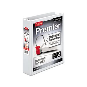 BINDER, PREMIER, Easy-Open, ClearVue, Locking, Slant-D, 1.5" Cap, 11" x 8.5", White