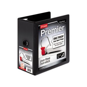 BINDER, PREMIER, Easy-Open, ClearVue, Locking, Slant-D, 5" Cap, 11" x 8.5", Black