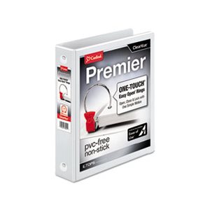 BINDER, PREMIER, EasyOpen, ClearVue, Locking, Round Ring, 1.5" Cap, 11" x 8.5", White