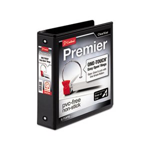 BINDER, PREMIER, Easy Open, ClearVue, Locking, Round Ring, 2" Cap, 11" x 8.5", Black