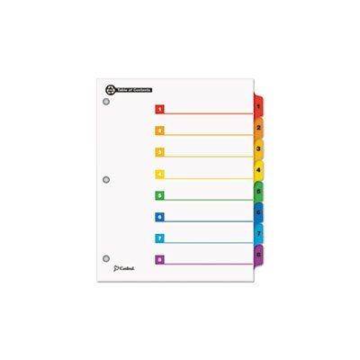 INDEX, SYSTEM, OneStep, 100% Recycled, 8-Tab, 11" x 8.5",  MULTICOLOR, 1 Set