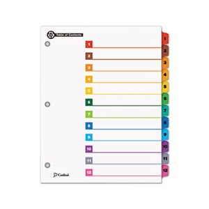 INDEX, SYSTEM, OneStep, 100% Recycled, 12-Tab, 11" x 8.5", MULTICOLOR, 1 Set