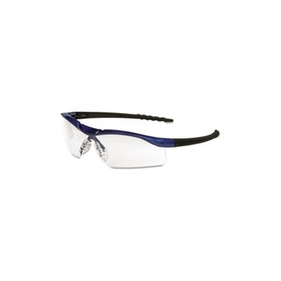 GLASSES, SAFETY, Dallas, Wraparound, Metallic Blue Frame, Clear AntiFog Lens