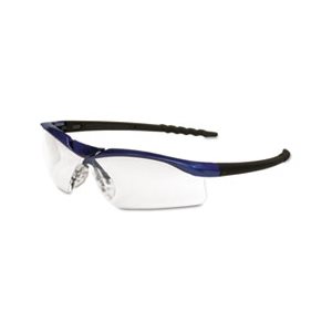 GLASSES, SAFETY, Dallas, Wraparound, Metallic Blue Frame, Clear AntiFog Lens