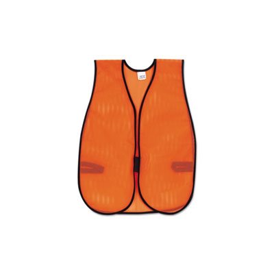 VEST, SAFETY, Orange, Polyester Mesh, Hook Closure, 18" x 47", One Size