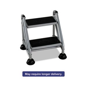 STOOL, STEP, ROLLING, COMMERCIAL, 2-Step, 19.7" Spread, Platinum / Black