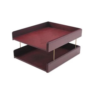 DESK TRAY, Hardwood, Double, Letter, Two Tier, Mahogany FINISH