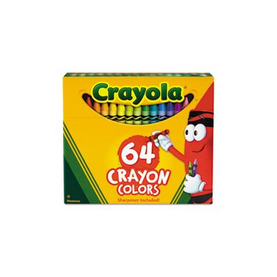 CRAYONS, CRAYOLA, Classic Colors, Flip-Top Pack, w /  Sharpener, 64 Colors