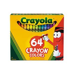 CRAYONS, CRAYOLA, Classic Colors, Flip-Top Pack, w / Sharpener, 64 Colors