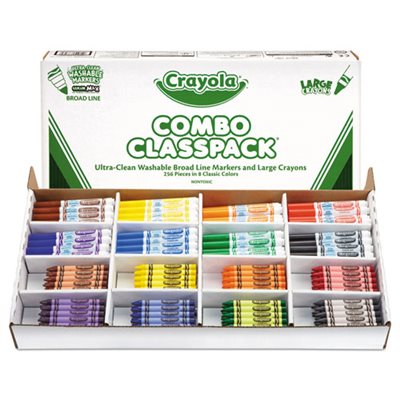 CRAYONS, CRAYOLA, Classpack, Crayons w / Markers, 8 Colors, 128 Each Crayons / Markers, 256 / Box