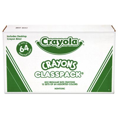 CRAYONS, CRAYOLA, Classpack, Regular Crayons, Assorted, 13 Caddies, 832 / Box