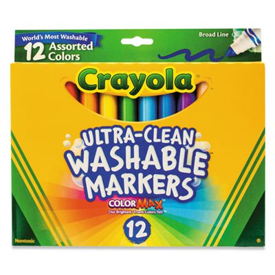 MARKERS, CRAYOLA WASHABLE BROAD POINT CLASSIC COLORS 12 / ST