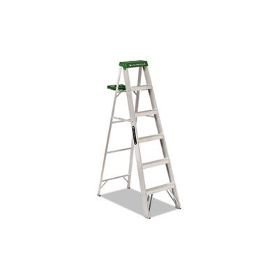 LADDER, STEP, FOLDING, ALUMINUM, #428, 5-Step, 6', Green