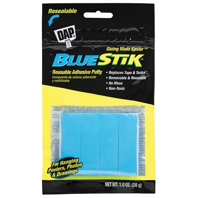 ADHESIVE, PUTTY, REUSABLE, DAP, BLUSTICK, 1 OZ