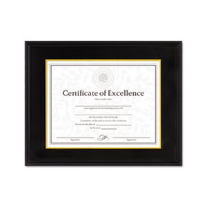 FRAME, Hardwood, Document / Certificate, w /  Mat, 11" x 14", 8.5" x 11", Black