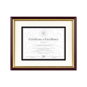 FRAME, PLASTIC, Document / Certificate, w /  Mat, 11" x 14", 8.5" x 11", Mahogany / Gold