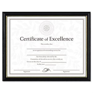 FRAME, Document / Diploma, Wood, Two-Tone, 8.5" x 11", Black w / Gold Leaf Trim