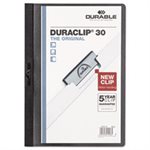 Vinyl DuraClip Report Cover w / Clip, Letter, Holds 30 Pages, Clear / Black