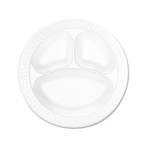 PLATE, FOAM, Concorde, Compartmented, 10.25" d, 125 / Pack, 4 Packs / Carton, WHITE