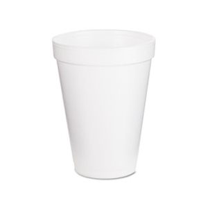 Foam Drink Cups, 12oz, White, 25 / Bag, 40 Bags / Carton