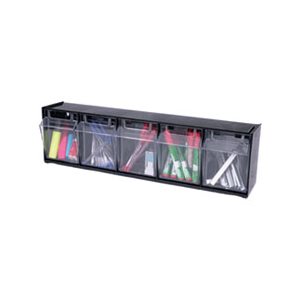 STORAGE SYSTEM, Tilt Bins, Plastic, 5 Bins, 23.625" x 5.25" x 6.5", Black