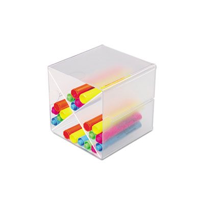 ORGANIZER, Desk Cube, w /  "X" Dividers, 6" x 7.2" x 6", CLEAR PLASTIC