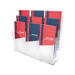 ORGANIZER, DOCUMENT, Three-Tier, W /  Dividers, 14"w x 3.5"d x 11.5"h, Clear