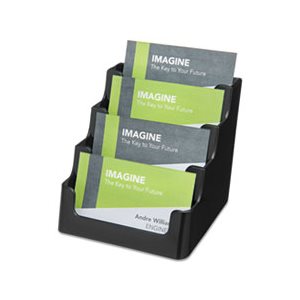 Recycled Business Card Holder, Holds 200 2 x 3 1 / 2 Cards, Four-Pocket, Black