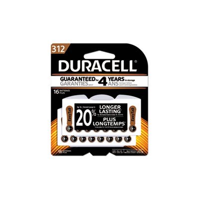 BATTERY, HEARING AID, DURACELL, Button Cell, #312, 16 / PACK