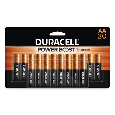 BATTERIES, AA, DURACELL CopperTop, Alkaline, w / Duralock Power Preserve Technology, 20 / PACK